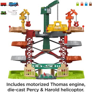 Mattel Thomas And Friends Train Cranes Super Tower, 2 Πίστα-Πύργος Με Τρένα Και Γερανούς GXH09 887961956924