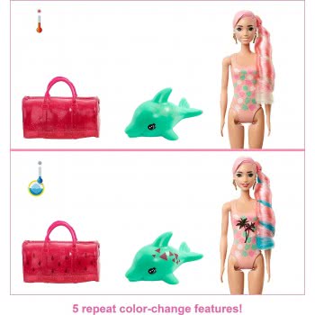 Mattel Barbie Color Reveals Foam! Doll And Pet Friend With 25 Surprises: Aromatic Bubble Solution, Clothes, Hair Expansion, Colo