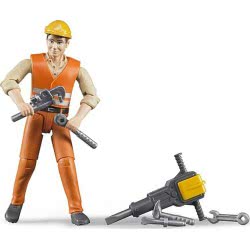 bruder Construction Worker With Accessories 60020 4001702600204