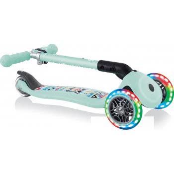 Globber Junior Foldable Fantasy Lights Kids 3 Wheel Scooter Tribal Mint 433-206 4895224403586