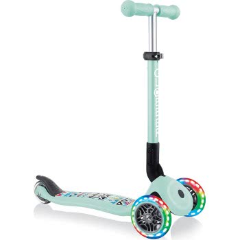 Globber Junior Foldable Fantasy Lights Kids 3 Wheel Scooter Tribal Mint 433-206 4895224403586