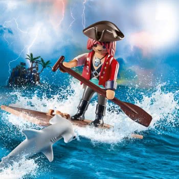 Playmobil Special Plus Πειρατής Με Σχεδία Και Σφυροκέφαλος Καρχαρίας 70598 4008789705983