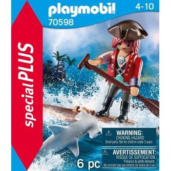 Playmobil Special Plus Πειρατής Με Σχεδία Και Σφυροκέφαλος Καρχαρίας 70598 4008789705983