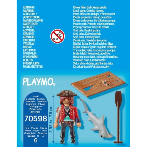 Playmobil Special Plus Πειρατής Με Σχεδία Και Σφυροκέφαλος Καρχαρίας 70598 4008789705983