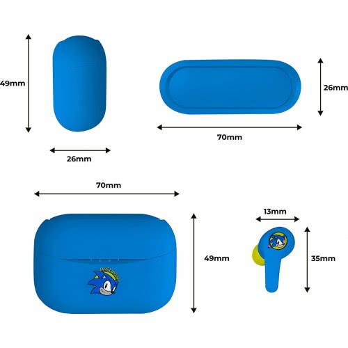 otl technologies Sonic The Hedgehog Wireless Bluetooth V5.0 Headphones With Charging Case  5055371624497