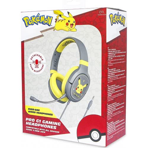 otl technologies Pokemon Pikachu Grey Pro G1 Gaming Headphones  5055371624060