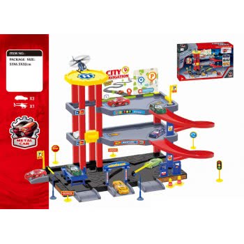 Toys-shop Choice Free Wheel Track Parking Lot With 1Pcs Plane And 3Pcs Car JI046319 6990620463191