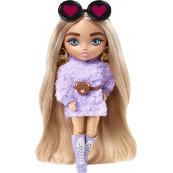 Mattel Barbie Extra Minis Doll Wearing Fluffy Purple Fashion, With Doll Stand & Accessories HGP62 / HGP66 194735055401