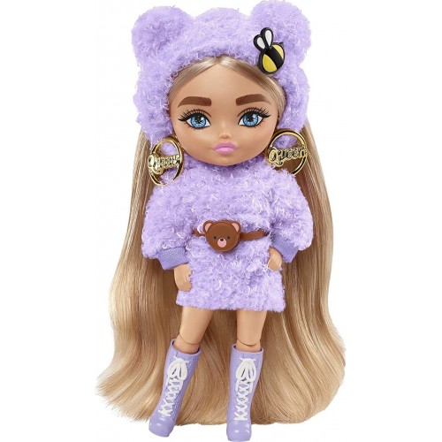 Mattel Barbie Extra Minis Doll Wearing Fluffy Purple Fashion, With Doll Stand & Accessories HGP62 / HGP66 194735055401