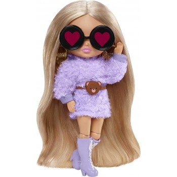 Mattel Barbie Extra Minis Doll Wearing Fluffy Purple Fashion, With Doll Stand & Accessories HGP62 / HGP66 194735055401