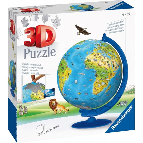 Ravensburger 3D Puzzle 180 Τεμ. Υδρόγειος Για Παιδιά 12338 4005556123384