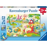 Ravensburger 2X12 Pcs Puzzle Dinos 05246 4005556052462