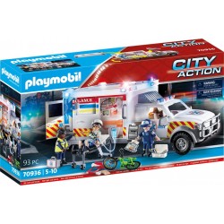 Playmobil City Action Rescue Vehicles: Ambulance With Lights And Sound 70936 4008789709363