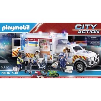 Playmobil City Action Rescue Vehicles: Ambulance With Lights And Sound 70936 4008789709363