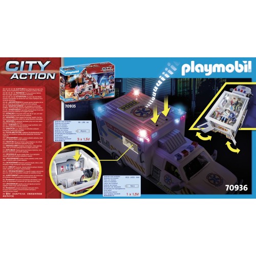 Playmobil City Action Rescue Vehicles: Ambulance With Lights And Sound 70936 4008789709363