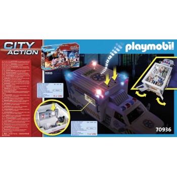 Playmobil City Action Rescue Vehicles: Ambulance With Lights And Sound 70936 4008789709363