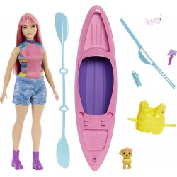 Mattel Barbie It Takes Two Camping Playset With Daisy Doll Curvy Pink Hair, 11.5 In, Pet Puppy, Kayak Και Accessories HDF75 1947