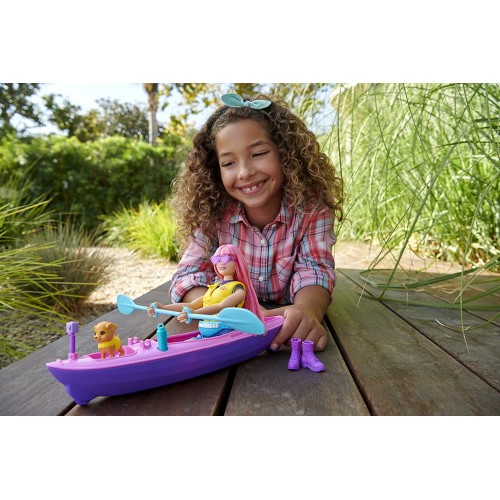 Mattel Barbie It Takes Two Camping Playset With Daisy Doll Curvy Pink Hair, 11.5 In, Pet Puppy, Kayak Και Accessories HDF75 1947