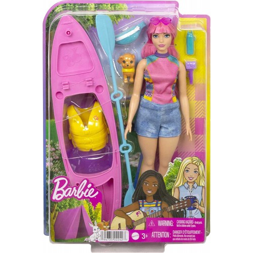 Mattel Barbie It Takes Two Camping Playset With Daisy Doll Curvy Pink Hair, 11.5 In, Pet Puppy, Kayak Και Accessories HDF75 1947