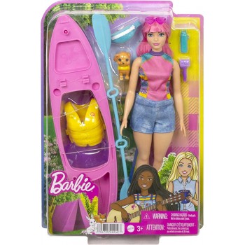 Mattel Barbie It Takes Two Camping Playset With Daisy Doll Curvy Pink Hair, 11.5 In, Pet Puppy, Kayak Και Accessories HDF75 1947