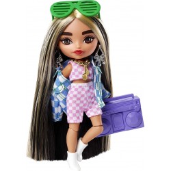 Mattel Barbie Extra Minis Doll 2 (5.5 In) Wearing Checkered 2-Piece Fashion & Jacket, With Doll Stand & Accessories HGP62 / HGP6