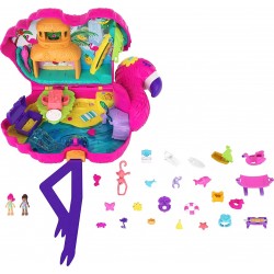 Mattel Polly Pocket Flamingo Party Large Compact, 26 Surprises Including Margot & Friend Dolls, Pop & Swap Featur HGC41 19473504