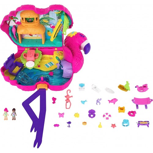 Mattel Polly Pocket Flamingo Party Πινιάτα Έκπληξη, 26 Εκπλήξεις Κούκλες Margot & Friend, Pop And Swap Feature HGC41 19473504830