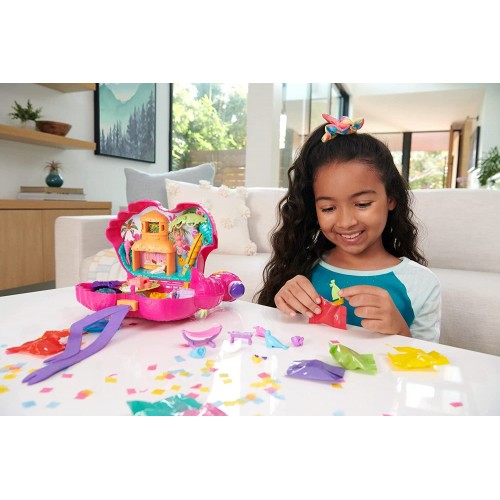 Mattel Polly Pocket Flamingo Party Large Compact, 26 Surprises Including Margot & Friend Dolls, Pop & Swap Featur HGC41 19473504