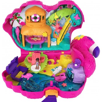 Mattel Polly Pocket Flamingo Party Large Compact, 26 Surprises Including Margot & Friend Dolls, Pop & Swap Featur HGC41 19473504
