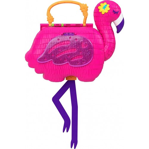 Mattel Polly Pocket Flamingo Party Large Compact, 26 Surprises Including Margot & Friend Dolls, Pop & Swap Featur HGC41 19473504