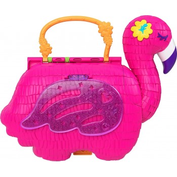 Mattel Polly Pocket Flamingo Party Large Compact, 26 Surprises Including Margot & Friend Dolls, Pop & Swap Featur HGC41 19473504