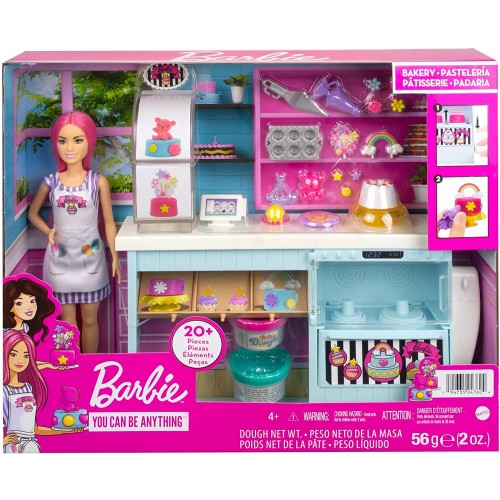 Mattel Barbie Bakery Playset With 12 In Petite Doll, Pink Hair, Bakery Station, Cake Making Feature, 20+ Realistic Play Pieces H