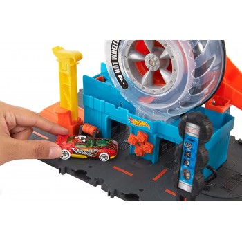 Mattel Hot Wheels City Super Twist Tire Shop Playset, Spin The Key To Make Cars Travel Through The Tires, Includes 1 Car HDP02 1