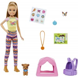 Mattel Barbie It Takes Two Camping Playset With Stacie Doll 9 In, Puppy, Pet Tent, Pet Carrier, Sticker Sheet & Camping Accessor
