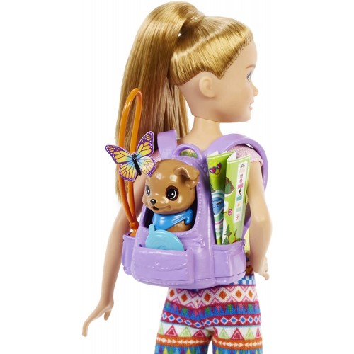 Mattel Barbie It Takes Two Camping Playset With Stacie Doll 9 In, Puppy, Pet Tent, Pet Carrier, Sticker Sheet & Camping Accessor