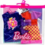 Mattel Barbie Fashions 2-Pack Clothing Set, 2 Outfits For Barbie Doll Includes Color-Blocked Shirt With Checkered Skirt, A Grl P