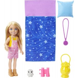 Mattel Barbie It Takes Two Camping Playset With Chelsea Doll 6 In, Blonde, Pet Owl, Sleeping Bag, Binoculars & Camping Accessori