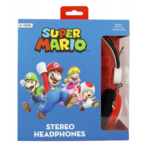 otl technologies Tween Kids Earphone Super Mario Icon Red/Black Teen Stereo Headphones SM0654 5055371621878