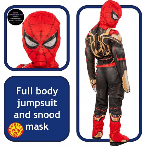 Rubies Official Marvel Iron Spider-Man No Way Home Deluxe Childs Black Gold And Red Costume 702749M 883028453436