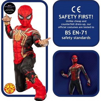 Rubies Official Marvel Iron Spider-Man No Way Home Deluxe Childs Black Gold And Red Costume 702749M 883028453436