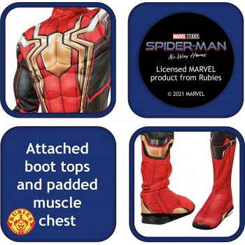Rubies Official Marvel Iron Spider-Man No Way Home Deluxe Childs Black Gold And Red Costume 702749M 883028453436
