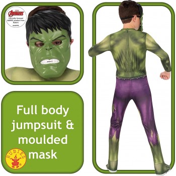 Rubies Official Marvel Avengers Hulk Classic Childs Costume, Kids Superhero Fancy Dress 702025M 883028412327