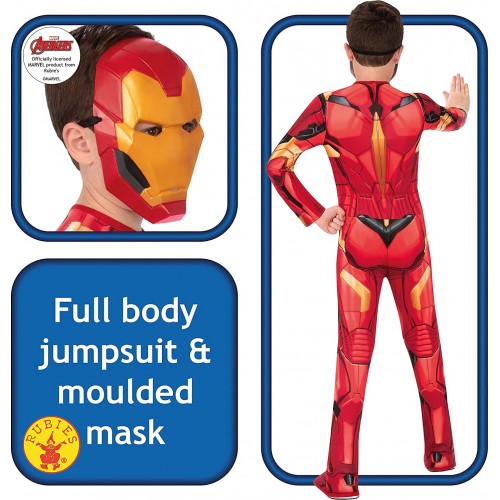 Rubies Official Marvel Avengers Iron Man Classic Childs Costume, Kids Superhero Fancy Dress 702024M 883028412297