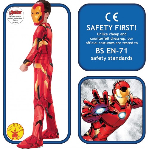 Rubies Official Marvel Avengers Iron Man Classic Childs Costume, Kids Superhero Fancy Dress 702024M 883028412297