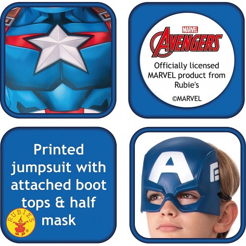 Rubies Official Marvel Avengers Captain America Classic Childs Costume, Kids Superhero Fancy Dress 702563M 883028442126