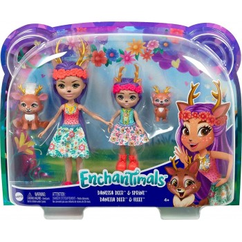 Mattel Enchantimals Μίνι Κούκλες & Συλλογές Κούκλα Και Αδελφάκι Danessa Deer, Sprint, Danetta Deer & Fleet HCF79 / HCF80 1947350