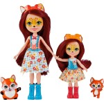 Mattel Enchantimals Felicity & Feana Fox Sister Dolls 6-In 4-In 2 Animal Figures, Removable Skirt And Accessories HCF79 / HCF81 