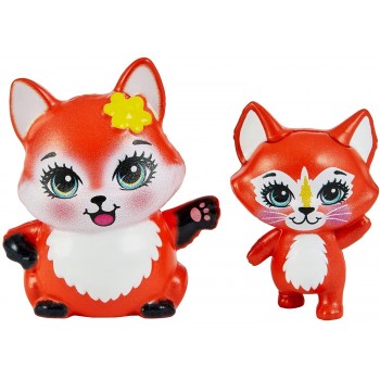 Mattel Enchantimals Felicity & Feana Fox Sister Dolls 6-In 4-In 2 Animal Figures, Removable Skirt And Accessories HCF79 / HCF81 