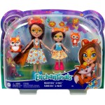 Mattel Enchantimals Felicity & Feana Fox Sister Dolls 6-In 4-In 2 Animal Figures, Removable Skirt And Accessories HCF79 / HCF81 