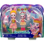 Mattel Enchantimals Bree & Bedelia Bunny Sister Dolls 6-In 4-In 2 Animal Figures, Removable Skirt And Accessories HCF79 / HCF84 